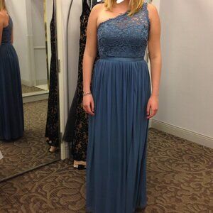 David's Bridal bridesmaid dress, Steel Blue, size 10